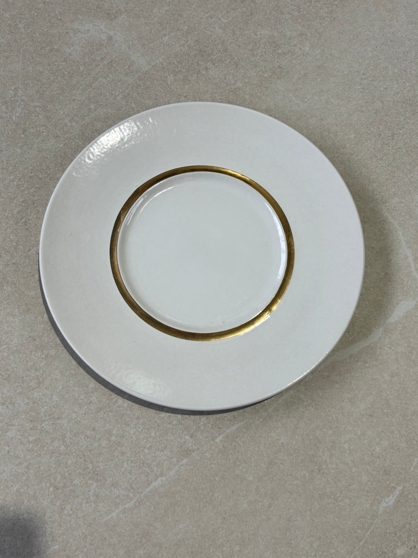 Flat dinner plate with gold (2pcs)